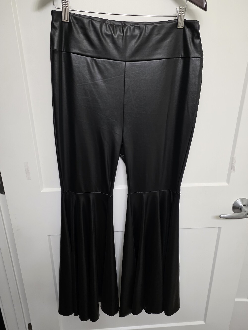 Faux Leather Black Flared Pants